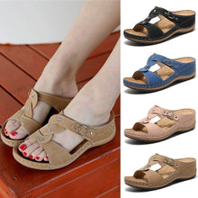 Load image into Gallery viewer, Wedges Sandals For Women Arch Support Low Heel Retro Boho Slip On Open - Sophornlilly