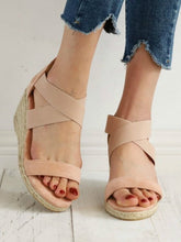 Load image into Gallery viewer, Wedges Sandals Summer Open Toe Women Shoes Leopard Cross Tie Snakeskin