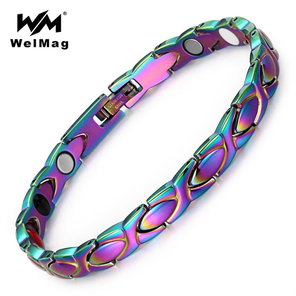 Fashion Mixing Color Stainless Steel Bracelet Magnetic Therapy