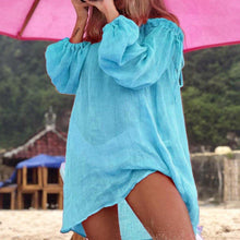 Load image into Gallery viewer, White Crochet Bikini Cover Up With Fringe Trim Women Sexy Hollow Tunic - Sophornlilly
