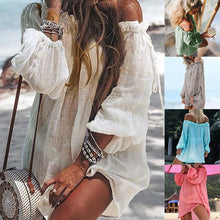 Load image into Gallery viewer, White Crochet Bikini Cover Up With Fringe Trim Women Sexy Hollow Tunic - Sophornlilly