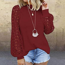 Load image into Gallery viewer, Lace Top Long Sleeve Casual Shirt