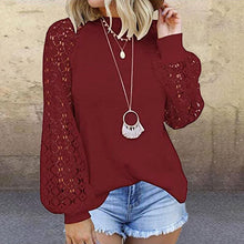 Load image into Gallery viewer, Lace Top Long Sleeve Casual Shirt