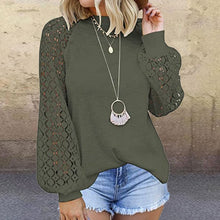 Load image into Gallery viewer, Lace Top Long Sleeve Casual Shirt