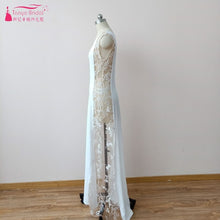 Load image into Gallery viewer, White Mermaid Long Evening Dresses Simple Style Sexy Illusion Lace