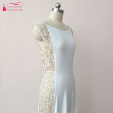 Load image into Gallery viewer, White Mermaid Long Evening Dresses Simple Style Sexy Illusion Lace