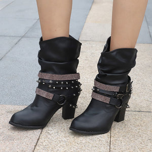 Winter Boots Lady Shoes Crystal  Luxury