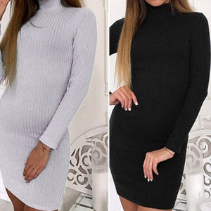 Winter Dress Knitted Sweater Dress Women Plus Size  Fashion Pencil