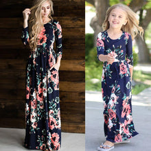 Load image into Gallery viewer, Winter Floral Girl Women Dress Long Sleeve Mother Daughter Dress
