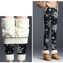 Load image into Gallery viewer, Winter Keep Warm Pants Women Christmas Print Velvet Thickened Leggings