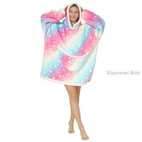 Winter Oversize Huggle Hoodie Sweatshirt Kids Women Flannel Blanket