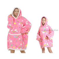 Winter Oversize Huggle Hoodie Sweatshirt Kids Women Flannel Blanket