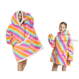 Winter Oversize Huggle Hoodie Sweatshirt Kids Women Flannel Blanket