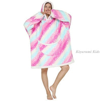 Winter Oversize Huggle Hoodie Sweatshirt Kids Women Flannel Blanket