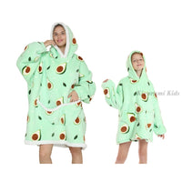 Winter Oversize Huggle Hoodie Sweatshirt Kids Women Flannel Blanket