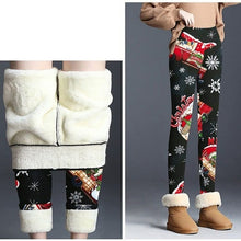Load image into Gallery viewer, Winter Warm Legging Women Christmas Print Velvet Thickened Leggings