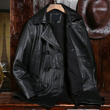 Load image into Gallery viewer, Winter Warm Trench Coat Genuine Leather Windbreaker Double Breasted