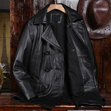 Load image into Gallery viewer, Winter Warm Trench Coat Genuine Leather Windbreaker Double Breasted