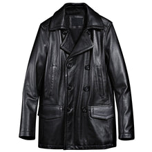 Load image into Gallery viewer, Winter Warm Trench Coat Genuine Leather Windbreaker Double Breasted