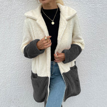 Load image into Gallery viewer, Winter Women Wool Coat Ladies Color Matching Lapel Double sided Velvet