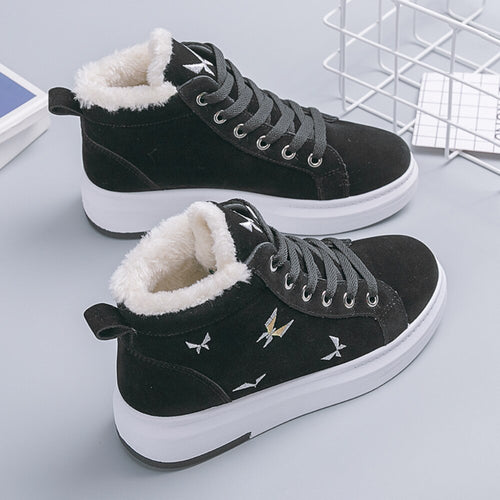 Winter Women's Sneakers Lace up Fashion Ankle Boots Ladies Casual