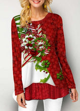 Load image into Gallery viewer, Woman Christmas T shirt Snowman Print O neck Long Sleeve
