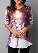 Load image into Gallery viewer, Woman Christmas T shirt Snowman Print O neck Long Sleeve
