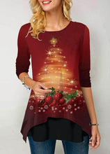 Load image into Gallery viewer, Woman Christmas T shirt Snowman Print O neck Long Sleeve
