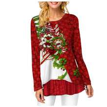 Load image into Gallery viewer, Woman Christmas T shirt Snowman Print O neck Long Sleeve