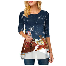 Load image into Gallery viewer, Woman Christmas T shirt Snowman Print O neck Long Sleeve
