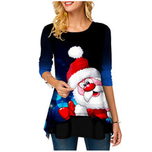 Load image into Gallery viewer, Woman Christmas T shirt Snowman Print O neck Long Sleeve