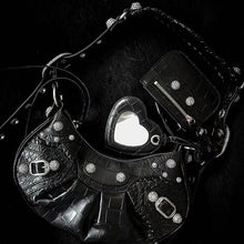 Load image into Gallery viewer, Denim Diamond Riveted Shoulder Messenger Bag Half Moon