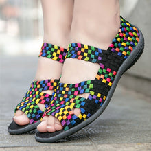 Load image into Gallery viewer, Elastic Band Sandals Weave Flats