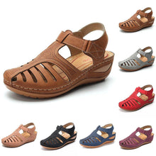 Load image into Gallery viewer, Woman Summer Leather Vintage Sandals Buckle Casual Sewing Women Shoes - Sophornlilly
