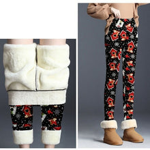 Load image into Gallery viewer, Womem Warm Leggings Christmas Snowman print Thick Solid Winter