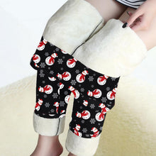 Load image into Gallery viewer, Womem Warm Leggings Christmas Snowman print Thick Solid Winter