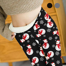 Load image into Gallery viewer, Womem Warm Leggings Christmas Snowman print Thick Solid Winter