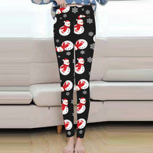 Load image into Gallery viewer, Womem Warm Leggings Christmas Snowman print Thick Solid Winter