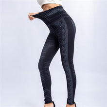 Load image into Gallery viewer, Women Imitation Distressed Denim Jeans Leggings Casual High Waist