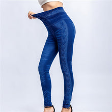 Load image into Gallery viewer, Women Imitation Distressed Denim Jeans Leggings Casual High Waist