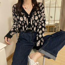 Load image into Gallery viewer, Women Autumn Cardigans V neck Cardigan Top Leopard - Sophornlilly