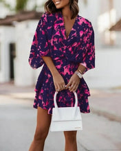 Load image into Gallery viewer, Batwing Sleeve Mini Dress Sexy V Neck Boho Floral Print High