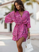 Load image into Gallery viewer, Batwing Sleeve Mini Dress Sexy V Neck Boho Floral Print High