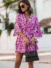 Load image into Gallery viewer, Batwing Sleeve Mini Dress Sexy V Neck Boho Floral Print High