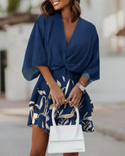 Load image into Gallery viewer, Batwing Sleeve Mini Dress Sexy V Neck Boho Floral Print High