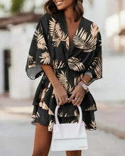 Load image into Gallery viewer, Batwing Sleeve Mini Dress Sexy V Neck Boho Floral Print High