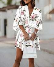Load image into Gallery viewer, Batwing Sleeve Mini Dress Sexy V Neck Boho Floral Print High