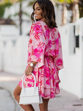 Load image into Gallery viewer, Batwing Sleeve Mini Dress Sexy V Neck Boho Floral Print High