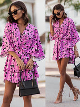 Load image into Gallery viewer, Batwing Sleeve Mini Dress Sexy V Neck Boho Floral Print High