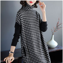 Load image into Gallery viewer, Houndstooth Knitting Stretch Sweater Dress